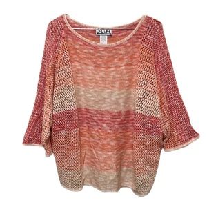 Women’s TWO-ONE-TWO 212 New York, Beachy Boho Knit Top, Multi Colors, Large
